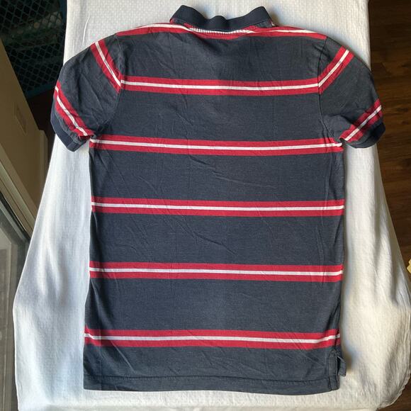 Aeropostale Men’s Short Sleeve Polo Shirt Size M, Blue Red Stripes - Picture 7 of 7